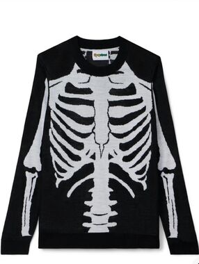 Tipsy Elves Black Skeleton Crewneck Sweater New